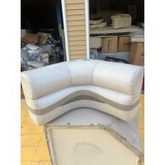 PMI Recycled 28” Corner Bench Beige w/ Tan Stripe